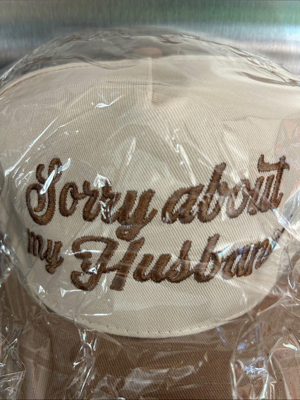 Sorry About My Husband Embroidered Trucker Hat - Ash Mocha - Picture 3 of 3